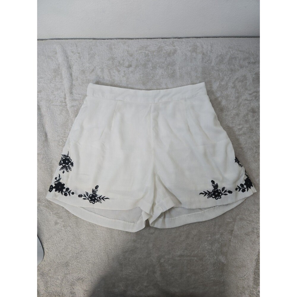 Free People Abbie Embroidered Floral Shorts White Gauze Boho Size S/P